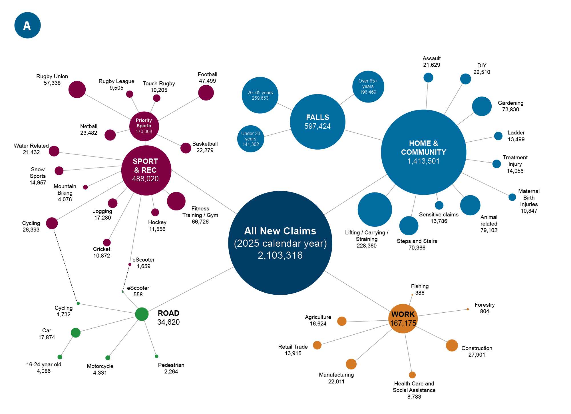 <strong>Figure 1A.</strong> An overview of ACC injury claims data by type of injury