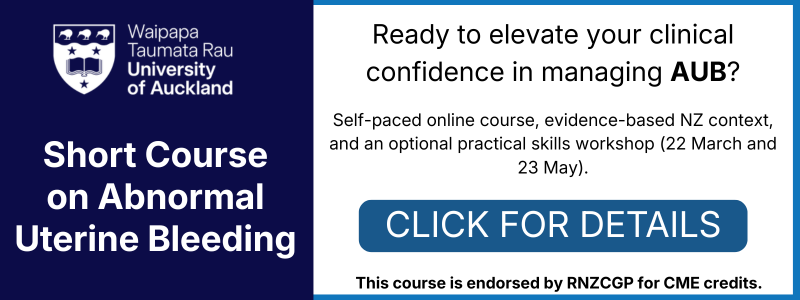 University of Auckland short courses on abnormal uterine bleeding